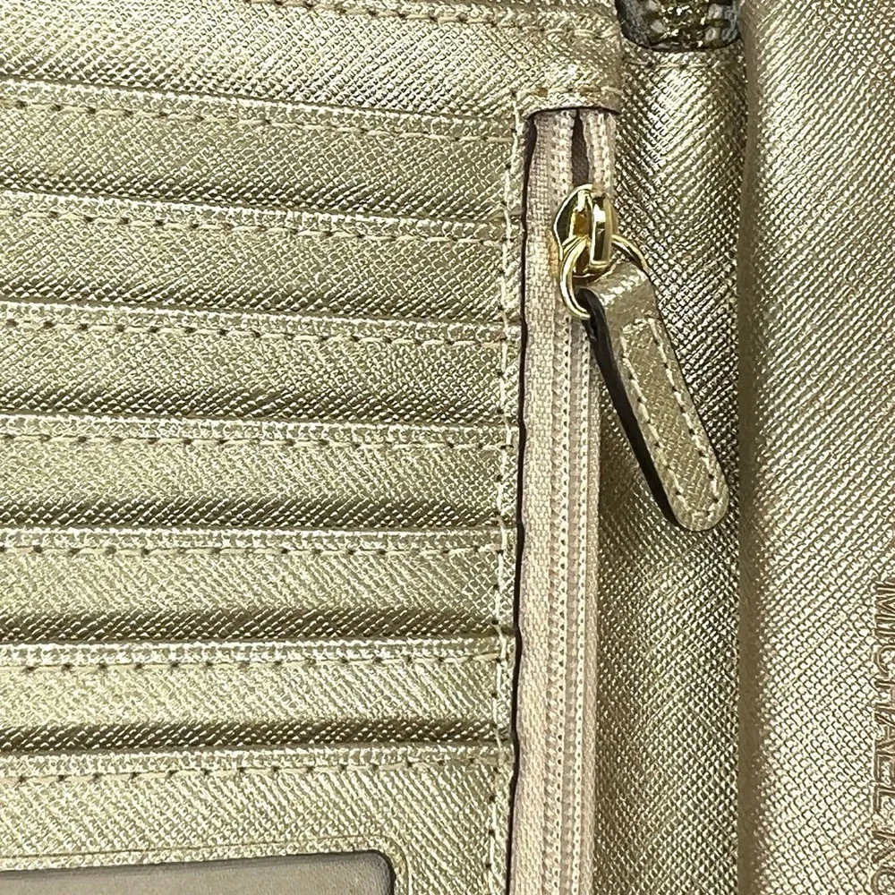 Michael Kors Jet Set Travel Glitter Pale Gold Phone Case  Wallet EUC